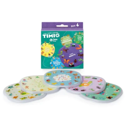 Abbildung von TIMIO Disc Set # 4: 5 Audio Discs for the Player Learn 96 Nursery Rhymes Vol. 3, 12 Fairy Tales Vol.2, Dinosaurs, Small Insects 8 Languages included From 2 6 years