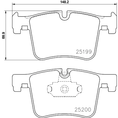 Abbildung von HELLA 8DB 355 015 781 Bremsbelagsatz für Verschleißwarnanzeiger vorbereitet BMW: 3 Limousine, X4, X3