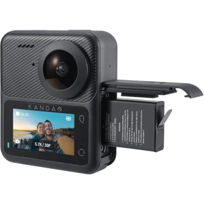 Abbildung von KanDao QooCam 3 Action Kamera, 5.7K 62MP Foto 60fps Flawless 360 Video Outdoor Sport Kamera mit Dual 1/1,55 &quot;Sensoren und F1,6 größere Blende, wasserdicht, Stabilisierung.