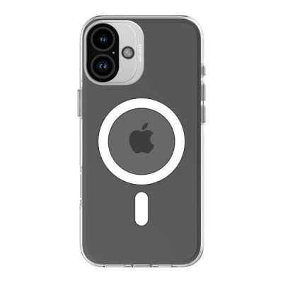 Abbildung von Decoded Clear Hülle für iPhone 16, Transparent, Anti Vergilbung, Kratzfest, 100% Recyceltes Material, Metallknöpfe, Kameraschutz, MagSafe kompatibel, Dünn und Stoßfest Handyhülle