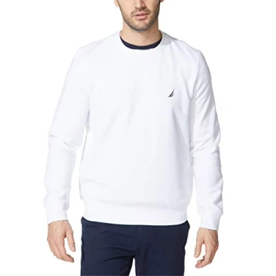 Abbildung von Nautica Herren Basic Crew Neck Fleece Sweatshirt, Bright White, Large