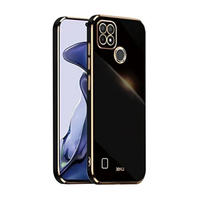 Abbildung von EASSGU Galvanisierter Rahmen Handyhülle für Realme C21Y / C25Y (6.5&quot; Inches), Weiche TPU Silikon Schutzhülle Schwarz