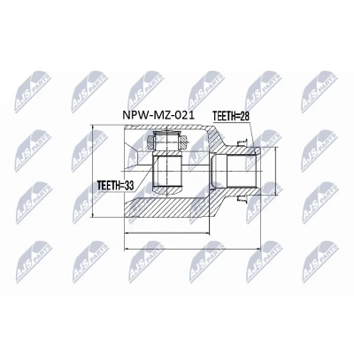 Abbildung von NTY NPW MZ 021 Gelenksatz Schaltgetriebe getriebeseitig MAZDA: 6 Hatchback, Limousine, Station Wagon