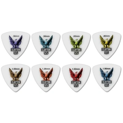Abbildung von Clayton Plektrum Acetal Polymer Verpackung 12 Stück, 0,63 mm Adler Rounded Triangle