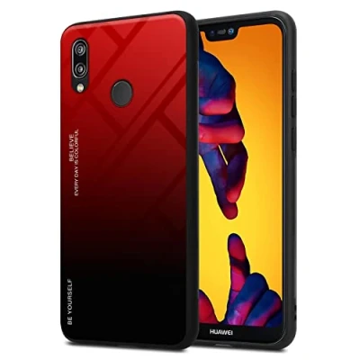 Abbildung von Cadorabo Hülle kompatibel mit Huawei P20 LITE 2018 / NOVA 3E Schutzhülle TPU Silikon Case Glas Slim Kratzfest Weiche Gummi Rundumschutz für in Schwarz