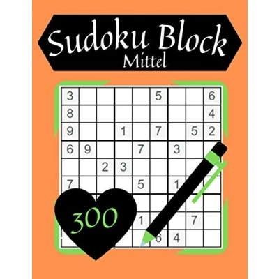Abbildung von Sudoku Block Mittel: Große Schrift Mittel mit Lösungen 300 Heft für Erwachsene und Senioren
