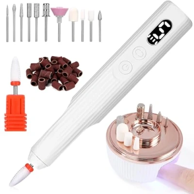 Abbildung von Nagelfräser Kabellos mit Nagel UV Lampe, Elektrische Nagelfeile 18000 u/min, Profi für Acryl Gel Dip Pulver Nägel, Fräser Gelnägel Professionell Nail Drill, Maniküre und Pediküre Set Elektrisch