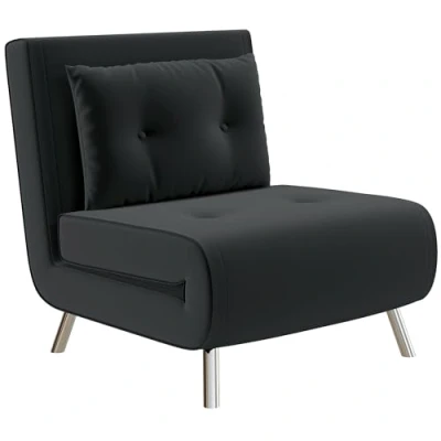 Abbildung von HOMCOM Sessel Schlafsessel, Relaxsessel mit Schlaffunktion, Liegesessel (Klappsessel, 1 St., Bettsessel), für Schlafzimmer, Wohnzimmer, Schwarz
