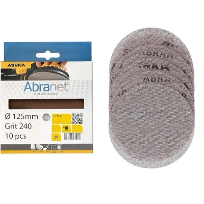 Abbildung von Mirka Abranet Netz Schleifscheiben Ø 125 mm Klett / Korn P240 10 Stk zum Schleifen von Holz, Spachtel, Lack, Kunststoff AE232F1025