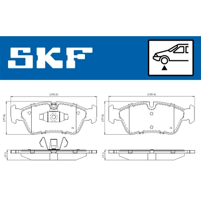 Abbildung von SKF VKBP 80399 Bremsbelagsatz für Verschleißwarnanzeiger vorbereitet BMW: 1 Schrägheck, Coupe, Cabrio