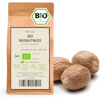 Abbildung von Kamelur Bio Muskatnuss Ganz 250g (50 60 Stück) handverlesene Muskatnüsse in Qualität