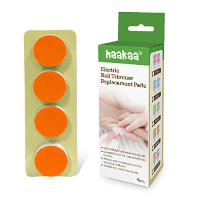 Abbildung von haakaa Elektrische Nagelschneider Ersatzpads Baby Köpfe für Standard Nagelfeile, Geeignet 12 Monate +, Orange