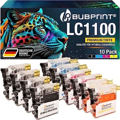 Abbildung von Bubprint 10 Druckerpatronen kompatibel als Ersatz für Brother LC 1100 980 DCP 145C 195C 165C MFC 250C 490CW 5490CN 5890CN 6490CW