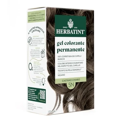Abbildung von Herbatint Permanente Haarfarbe Gel 5N Hellbraun 170 ml Ammoniakfrei, 100% Abdeckung für weißes Haar empfindliche Haut, mit 8 natürlichen Bio Extrakten