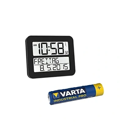 Abbildung von TFA Dostmann Timeline Max Digitale Funkuhr, Kunststoff (schwarz mit Batterien)