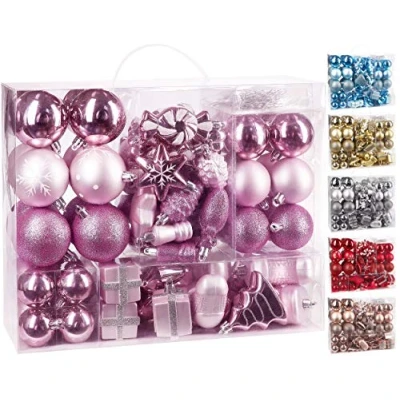 Abbildung von BRUBAKER Weihnachtsbaumkugel 77 teiliges Weihnachtskugel Set, Christbaumschmuck aus Kunststoff, Weihnachtsdekoration Baumkugeln