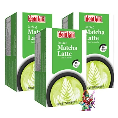 Abbildung von yoaxia ® 3er Pack [ 3x 250g (10x25g) ] GOLD KILI Instant Matcha Latte Getränk / + ein kleiner Glücksanhänger gratis
