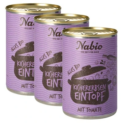 Abbildung von Nabio Kichererbsen Eintopf mit Tomate, vegan, Bio Fertiggericht, Dose, 3er Pack (3 x 400 g)