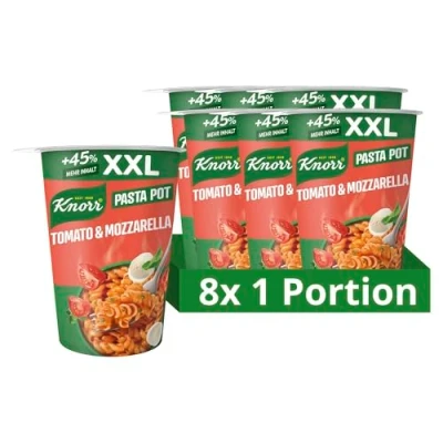 Abbildung von Knorr Pasta Pot Tomato &amp; Mozzarella XXL leckerer Snack fertig in nur 5 Minuten 8x 93 g