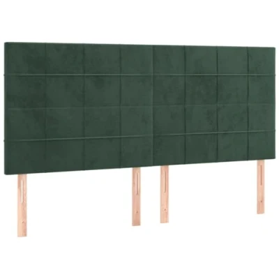 Abbildung von vidaXL 4X Kopfteil Polsterkopfteil Bettkopfteil Bettgestell für Bett Betthaupt Bettrahmen Schlafzimmer Bettzubehör Dunkelgrün 90x5x78/88cm Samt