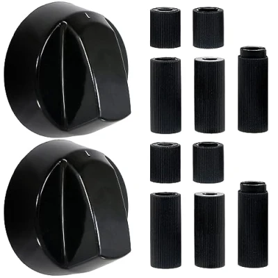 Abbildung von CUIDAKJ 2er Pack schwarz Kontrollknöpfe mit 10 Adaptern Drehknöpfe Herdknöpfe Knöpfe Schalter,Universal Schaltknöpfe Ø 42mm für alle Arten von Ofen, Herd &amp; Kochfeld,Universal Drehknopf Set
