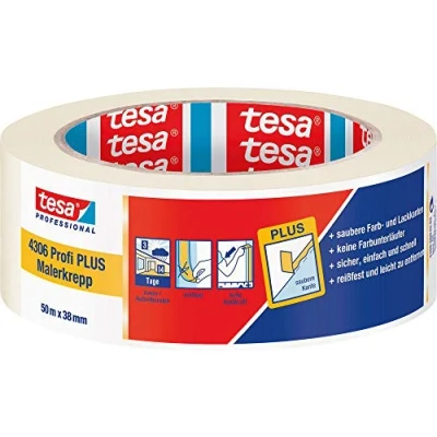 Abbildung von tesa Kreppband 4306 Länge 50m Breite 38mm chamois schwach gekreppt (04306 00045 02)