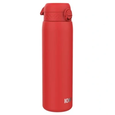 Abbildung von Ion8 Vakuumisolierte Edelstahl Trinkflasche, 1 Liter, 920 ml, Auslaufsicher, Einhandöffnung, Sichere Verriegelung, Spülmaschinenfest, Tragegriff, Langlebig, Ideal für Sport und Yoga, Rot