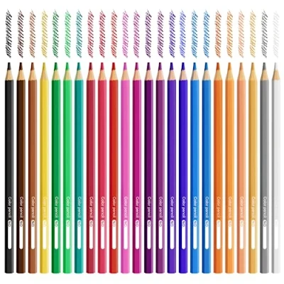 Abbildung von WISYOK Buntstift 24er set, Buntstifte Set mit 24 Farben, Sechseckige Farbstifte, Dicke, Holzstifte, Colored Pencils im Kartonetui, Schule für Schulanfänger