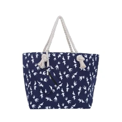 Abbildung von DonDon Strandtasche XXL Familie Badetasche Damen mit Reißverschluss Beach bag groß Möwe blau weiß