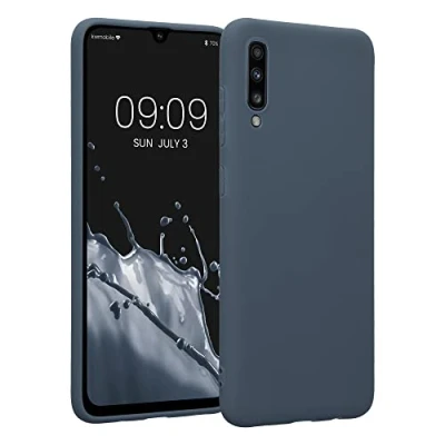 Abbildung von kwmobile Hülle kompatibel mit Samsung Galaxy A70 weiches TPU Silikon Case Cover geeignet für kabelloses Laden Dunkler Schiefer