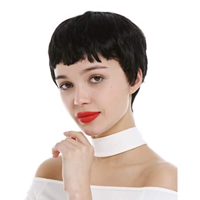 Abbildung von WIG ME UP SA098 1B Perücke Damen sehr kurz Pixie Cut 60er Kurzhaarfrisur Pony Schwarz