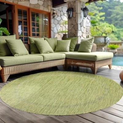 Abbildung von Outdoorteppich Unicolor Einfarbig, Carpettex, Rund, Höhe: 5 mm, Rund Outdoor Teppich Wetterfest Balkon Küchenteppich Flachgewebe