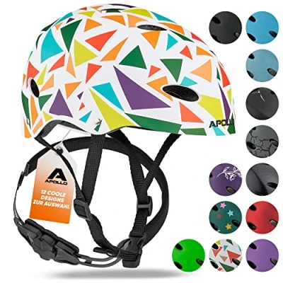 Abbildung von Apollo Skaterhelm Herren, Damen und Kinder Kinderfahrradhelm Verstellbar Skateboard, Scooter, BMX Helm mit Drehrad Anpassung für Jungen Mädchen Verschiedene Größen Farben