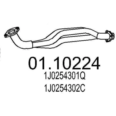 Abbildung von MTS 01.10224 Abgasrohr 730mm vorne für Mittelschalldämpfer VOLKSWAGEN: Golf 4 Schrägheck, Variant, Bora Limousine
