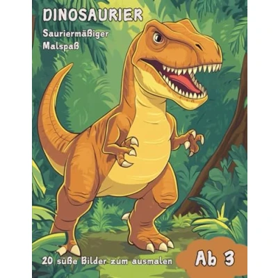 Abbildung von Dinosaurier: Sauriermäßiger Malspaß! 20 süße Bilder zum ausmalen für alle Dino Fans ab 3 Jahren!