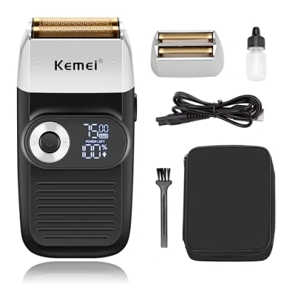 Abbildung von KEMEI Folienrasierer für Männer Elektrischer Rasierer mit Kahlrasur Schnurlose Elektrorasierer LED Anzeige Geschenke zum Vatertag
