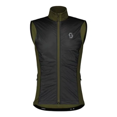 Abbildung von Scott Herren Weste Outdoorweste Skiweste Wanderweste Gravel Warm Merino, Farbe:Grün, Artikel: 7386 Black/fir Green, Größe:L