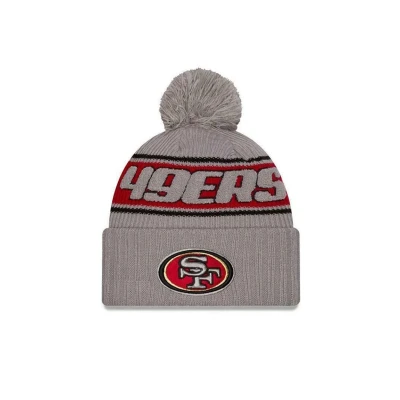 Abbildung von New Era San Francisco 49ers NFL 2024 Sideline Sport Knit Grau Bommelmütze One Size