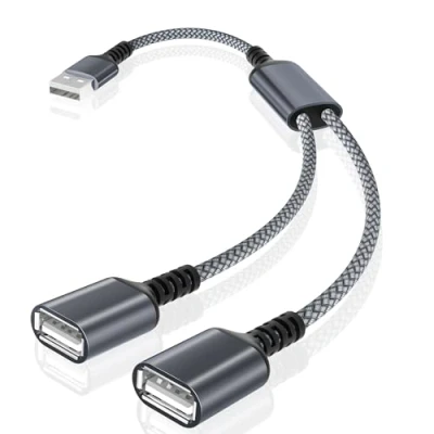 Abbildung von Basesailor USB Splitter Y Kabel 1M, A 1 Stecker zu 2 Buchse Port Verlängerungs Adapter Verteiler,Dual Doppel Fach Dock Hub für Mac,Auto,Xbox One Series X S,PS4,PS5,Laptop