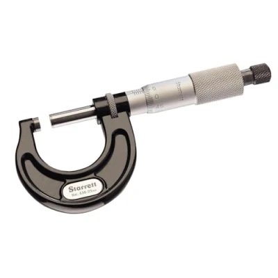 Abbildung von Starrett 436.1MXRL 25 Außenmikrometer, Ratschenanschlag, Kontermutter, Hartmetallflächen, Bereich 0 mm, 0,01 mm Teilung, +/ 0,002 Genauigkeit