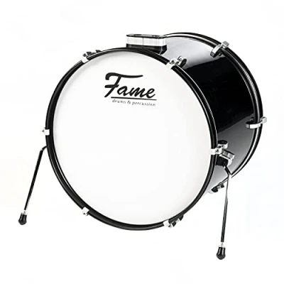 Abbildung von Fame First Step Bass Drum 22&quot;x18&quot;, Mischholz, Piano Black, Aluminium Hardware, Stahlspannreifen, vorgedämpftes Fell
