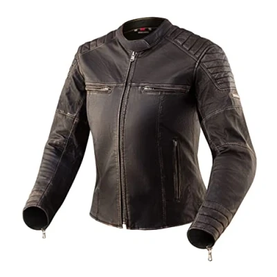 Abbildung von REBELHORN Hunter Pro Motorradjacke Damen Leder CE Level 2 Ellbogen und Schulterprotektoren Belüftungskanäle 4 Taschen