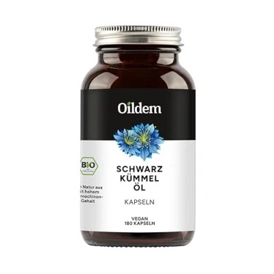 Abbildung von Oildem Bio Schwarzkümmelöl Kapseln (Ohne Hitze) Kaltgepresst (original Nigella sativa), Vegan Mühlenfrisch in Deutschland produziert