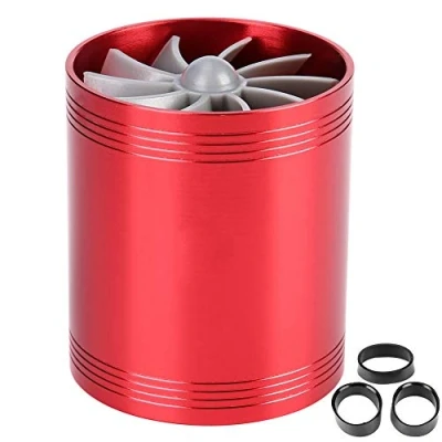 Abbildung von KIMISS Auto Lufteinlass Turbonator Dual Fan Turbinen Superlader Gaskraftstoff Sparer Turbo Super Fuel Saver(Rot)