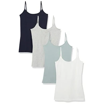 Abbildung von Amazon Essentials Damen Mieder mit schmaler Passform, 4er Pack, Grau/Marineblau/Türkisgrün/Weiß, XXL