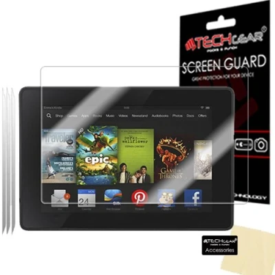 Abbildung von TECHGEAR [3 Stück Displayschutz für Amazon Kindle Fire HD 7.0 Zoll (3. Gen. 2013) Ultra Klare Schutzfolie mit Reinigungstuch + Applikationskarte