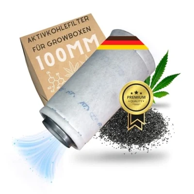 Abbildung von TronicXL Aktivkohlefilter 100mm Grow für Growbox Zelt Box Schrank Abluft Anbau, Zubehör Zuluft Umluft, Filter filtern Grower AKF Luftkohlefilter Komplett Set