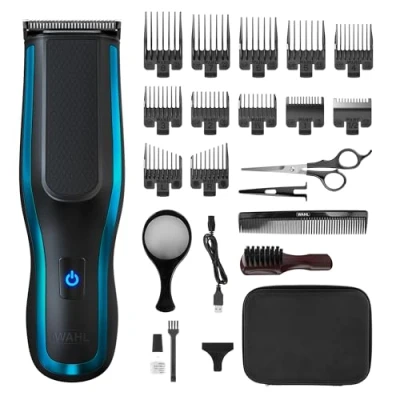 Abbildung von WAHL Self Clip 360 Clipper Kit Haarschneidemaschine, kabellos, schwarz, 10 Aufsteckkämme, USB Aufladung, langlebiger Akku, zur Heimanwendung, abwaschbarer Schneidsatz, guter Grip, sehr leicht