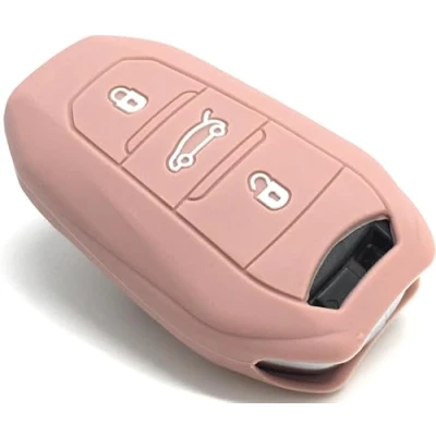 Abbildung von Nordecco Silikon Schlüsselhülle, passend für Fiat 600 600e Electric 2024 2025, 3 Tasten, schlüsselloser Funkschlüssel (Roségold)