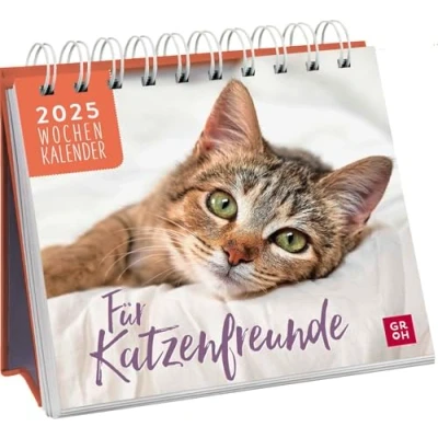 Abbildung von Mini Wochenkalender 2025: Für Katzenfreunde: Katzenkalender zum Aufstellen. Tischkalender mit Wochenkalendarium